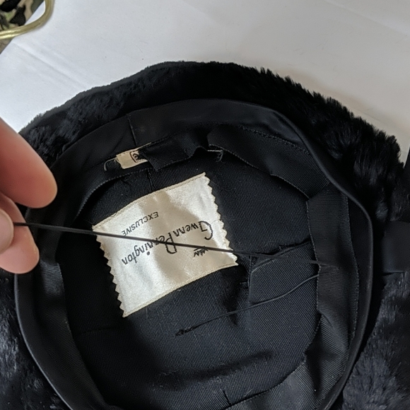 Vintage Black Fur Round Ladies Hat with Bow - Picture 7 of 7